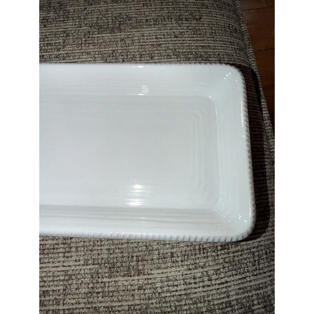 Pottery Barn Gabriella Stoneware Rectangle Serving Platter  White 15